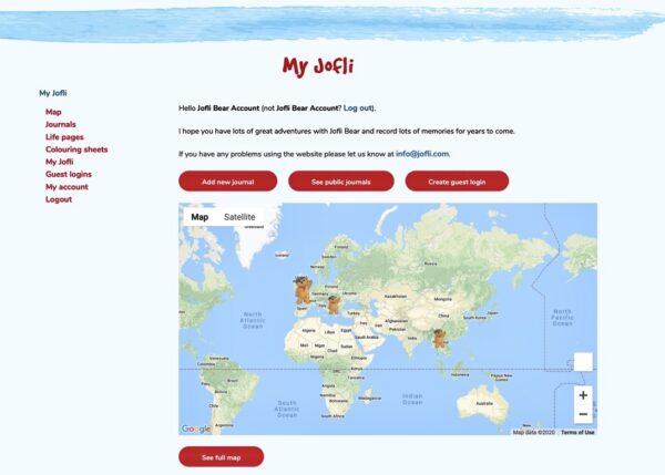 online journal map for Jofli Bear